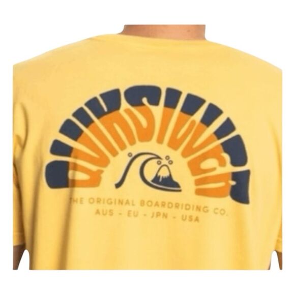 Quiksilver Moon Groove Graphic Tee Yellow Cotton Short Sleeve Crewneck M - Picture 4 of 11